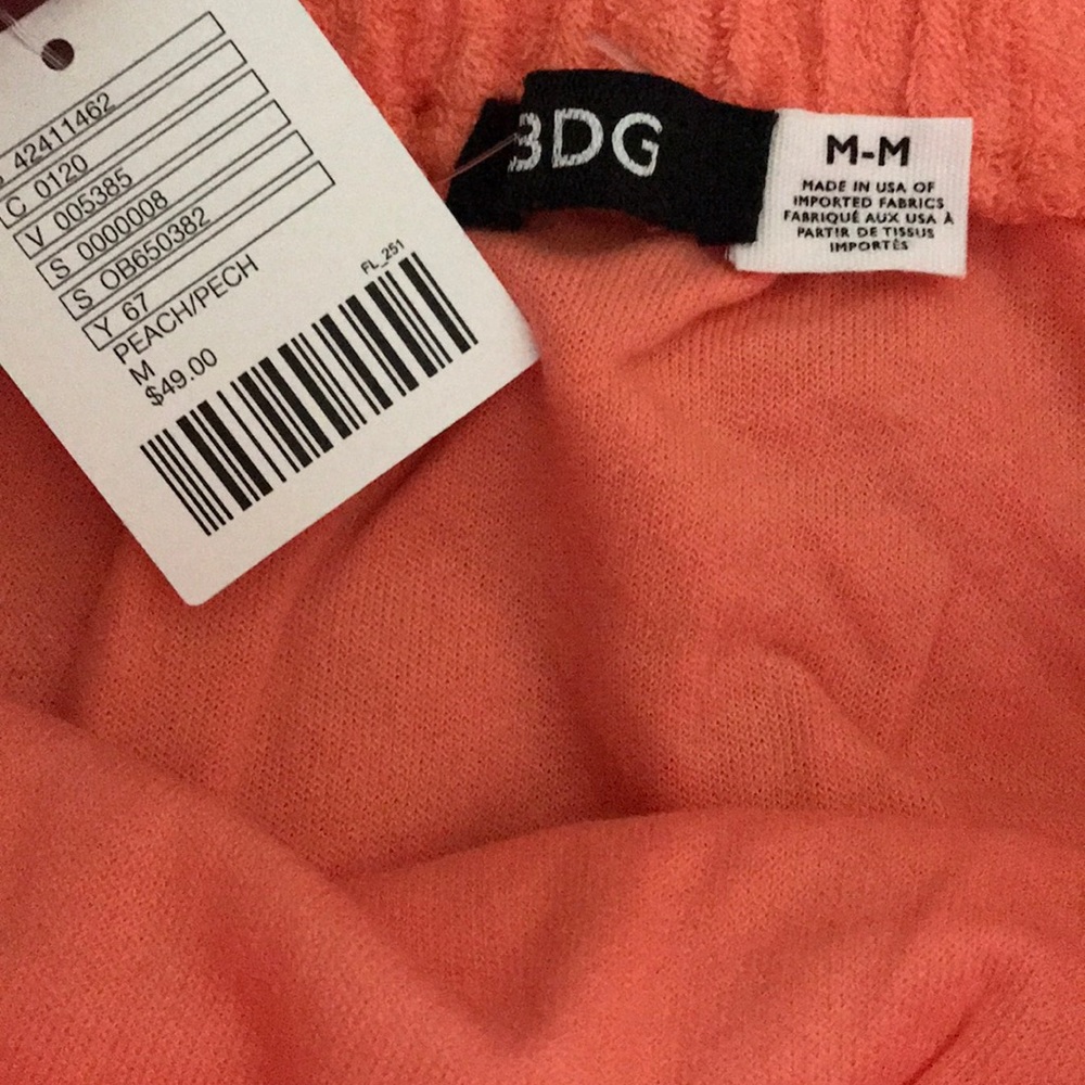 Peach/coral terry cloth high waisted skirt